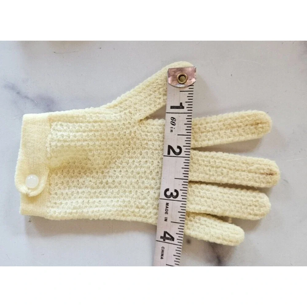 Vintage‎ Kids Hand Gloves XS Cream Knit Full Finger 50s 60s Party Elegant Retro
